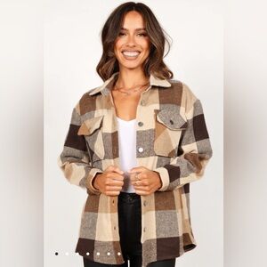 Petal And Pup Brown Plaid Shacket
